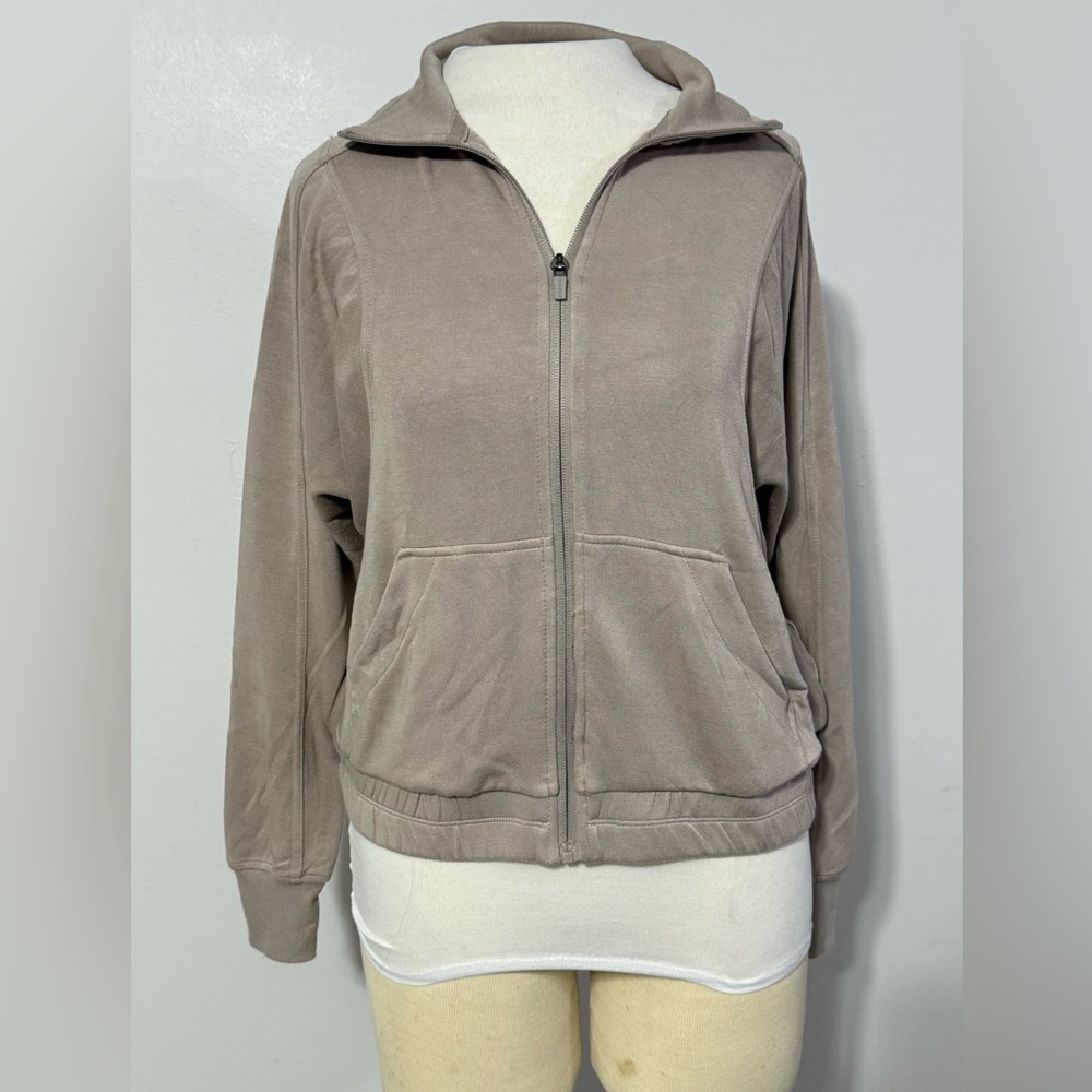 DANSKIN Brown  Hoodie Sweatshirt WOMEN'S Size XS TP XP Zip And Pockets